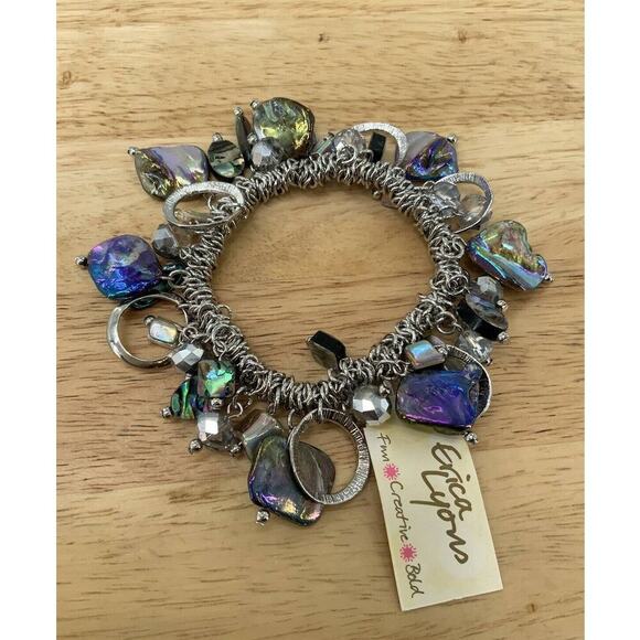 Erica Lyons Charm Bangle Bracelet Multicolor Crystals/Stones Fashion Jewelry - Picture 3 of 11
